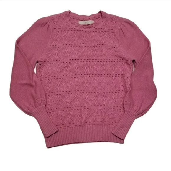 {LOFT} 🆕️ Dot Stripe Pointelle Sweater - Picture 3 of 10